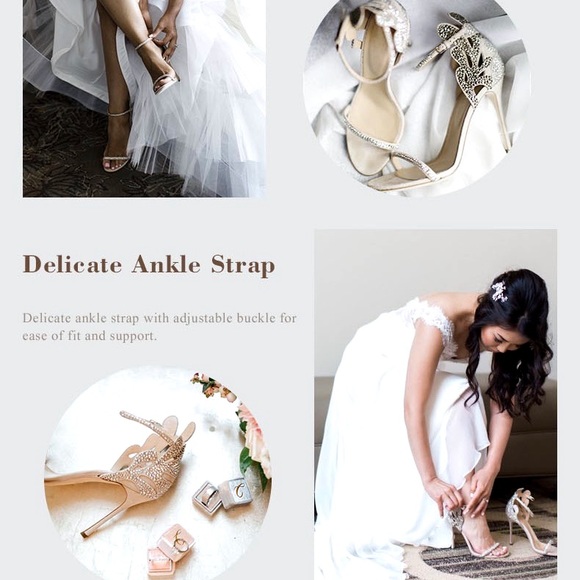 Champagne Wedding Shoes Rhinestone Heels - Picture 4 of 10